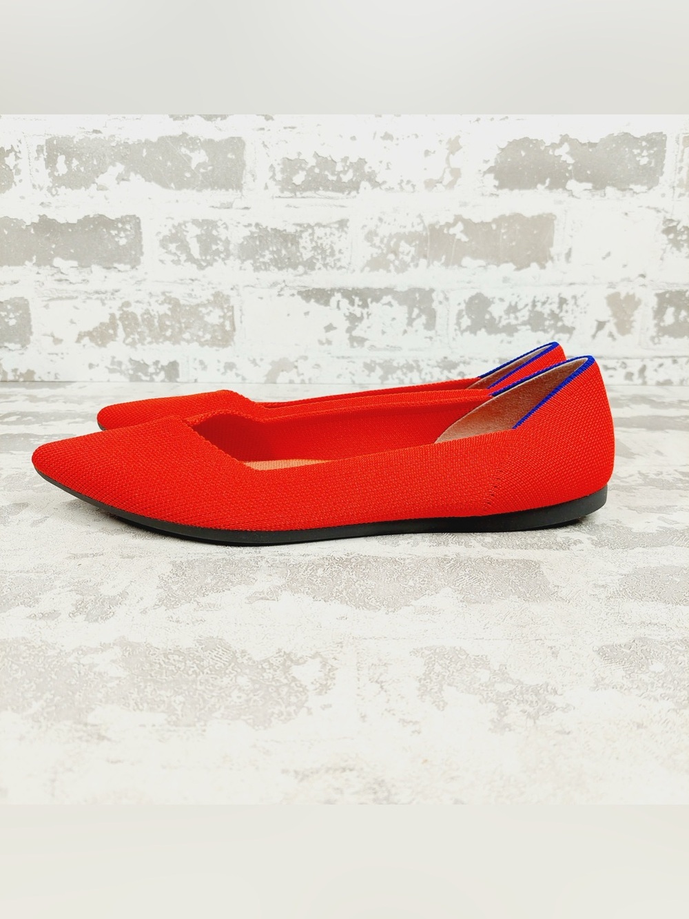 NEW Rothy's The Flat Red Knit Pointy Toe Slip On Loafers E1026